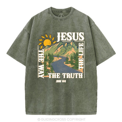 Jesus The Way The Life The Truth Christian Washed T-Shirt