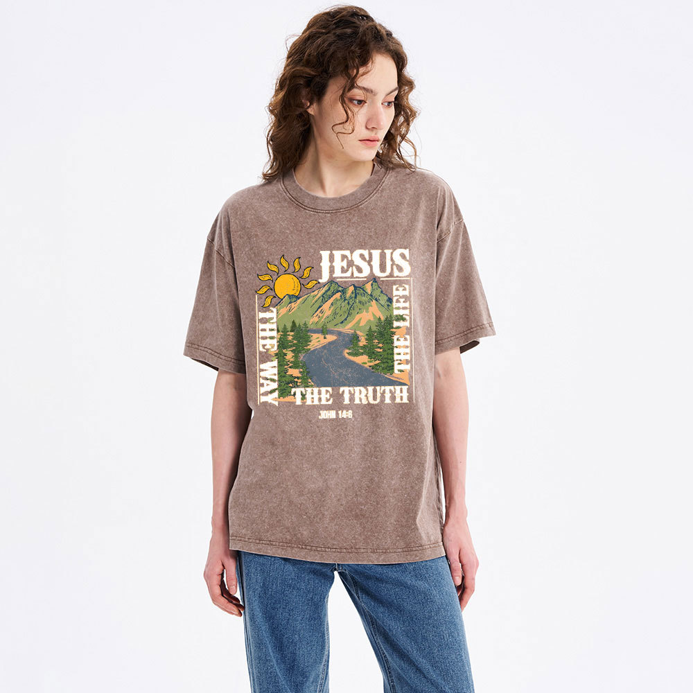 Jesus The Way The Life The Truth Christian Washed T-Shirt