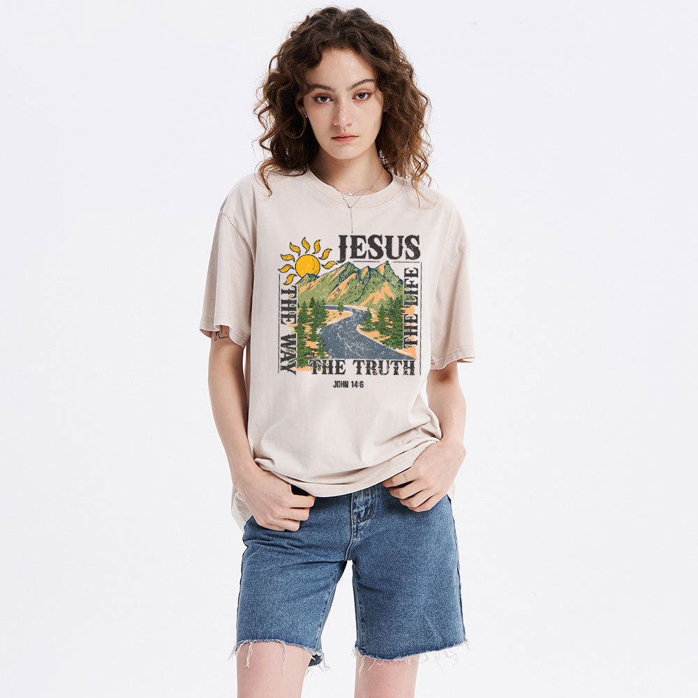 Jesus The Way The Life The Truth Christian Washed T-Shirt