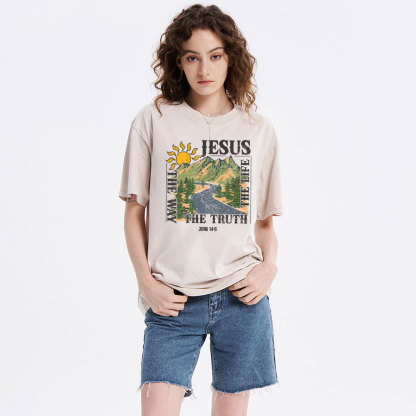 Jesus The Way The Life The Truth Christian Washed T-Shirt
