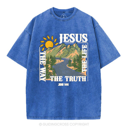 Jesus The Way The Life The Truth Christian Washed T-Shirt