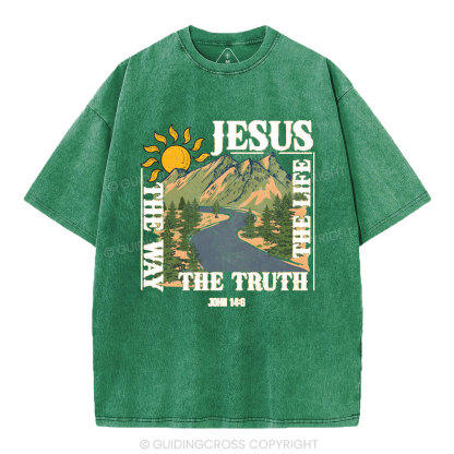 Jesus The Way The Life The Truth Christian Washed T-Shirt