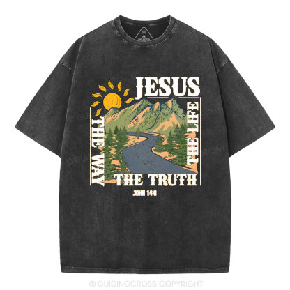 Jesus The Way The Life The Truth Christian Washed T-Shirt