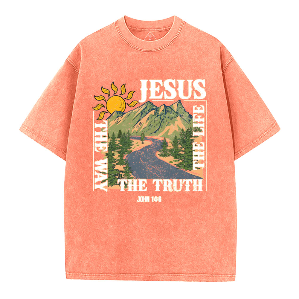 Jesus The Way The Life The Truth Christian Washed T-Shirt