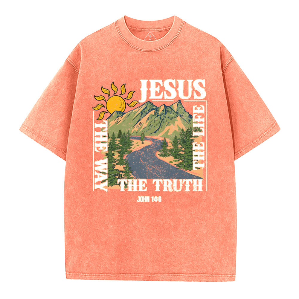 Jesus The Way The Life The Truth Christian Washed T-Shirt