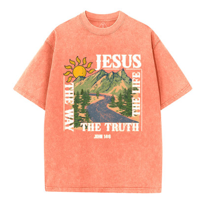 Jesus The Way The Life The Truth Christian Washed T-Shirt