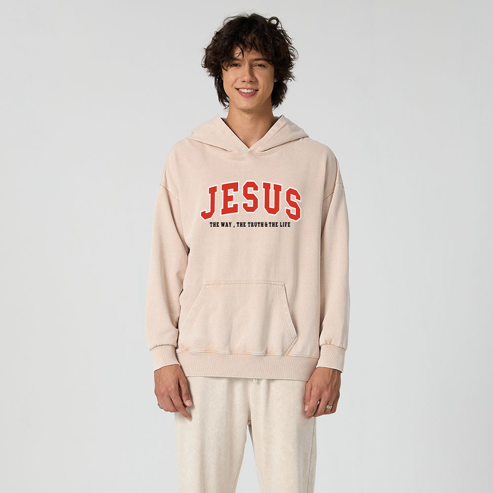 Jesus The Way The Truth And The Life Christian Washed Hoodie