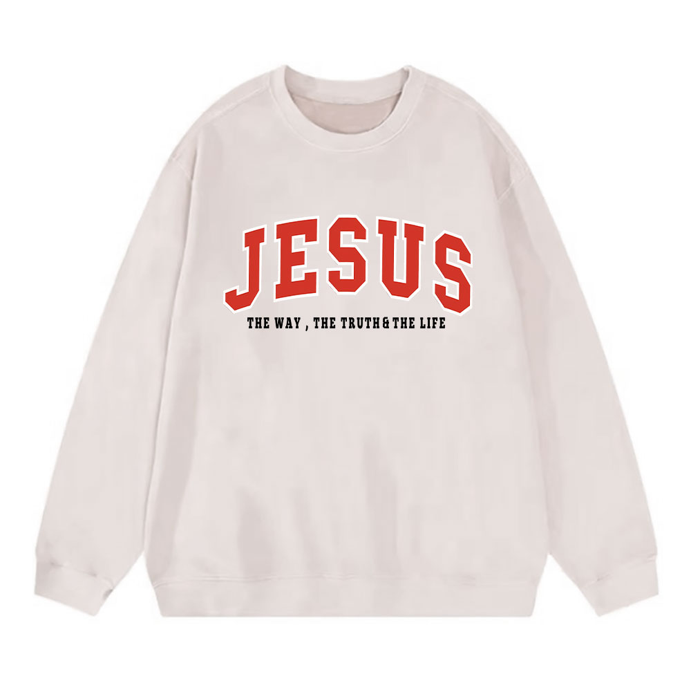 Jesus The Way The Truth And The Life Christian Washed Sweatshirt