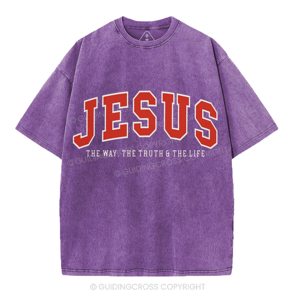 Jesus The Way The Truth And The Life Christian Washed T-Shirt