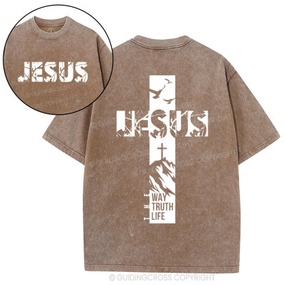 Jesus The Way The Truth And The Life Christian Washed T-Shirt
