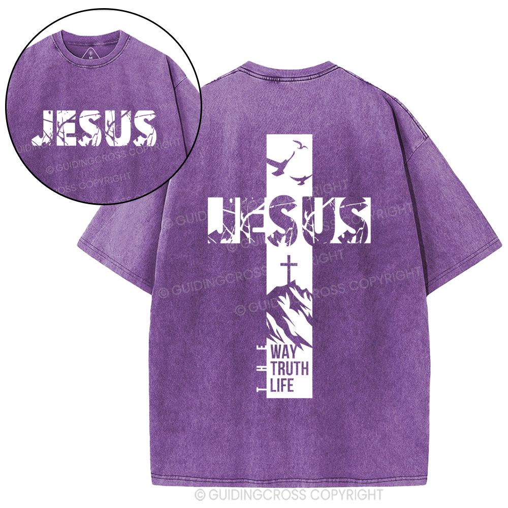 Jesus The Way The Truth And The Life Christian Washed T-Shirt