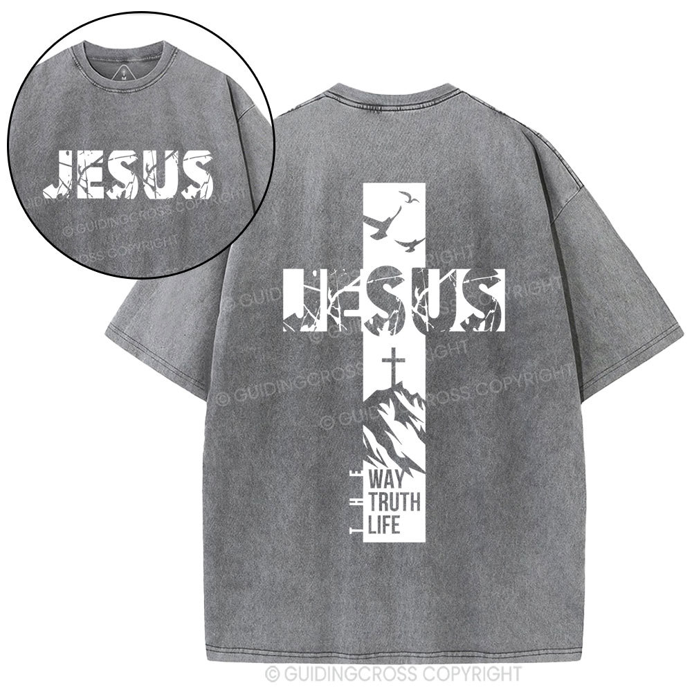 Jesus The Way The Truth And The Life Christian Washed T-Shirt