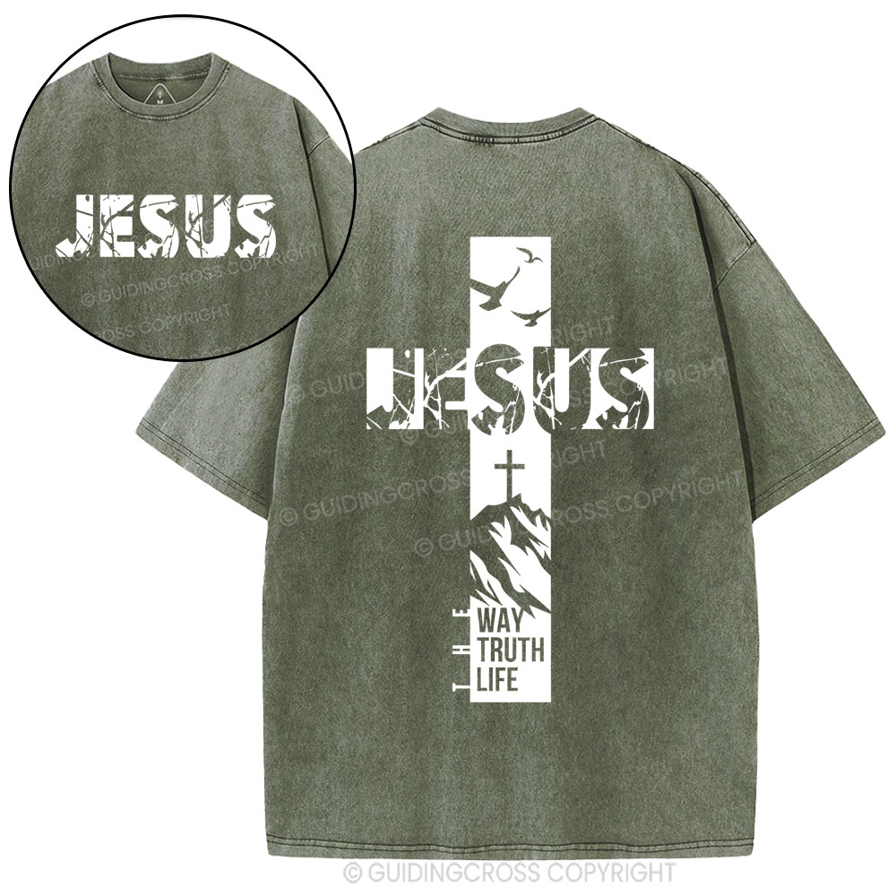 Jesus The Way The Truth And The Life Christian Washed T-Shirt Sale - GuidingCross