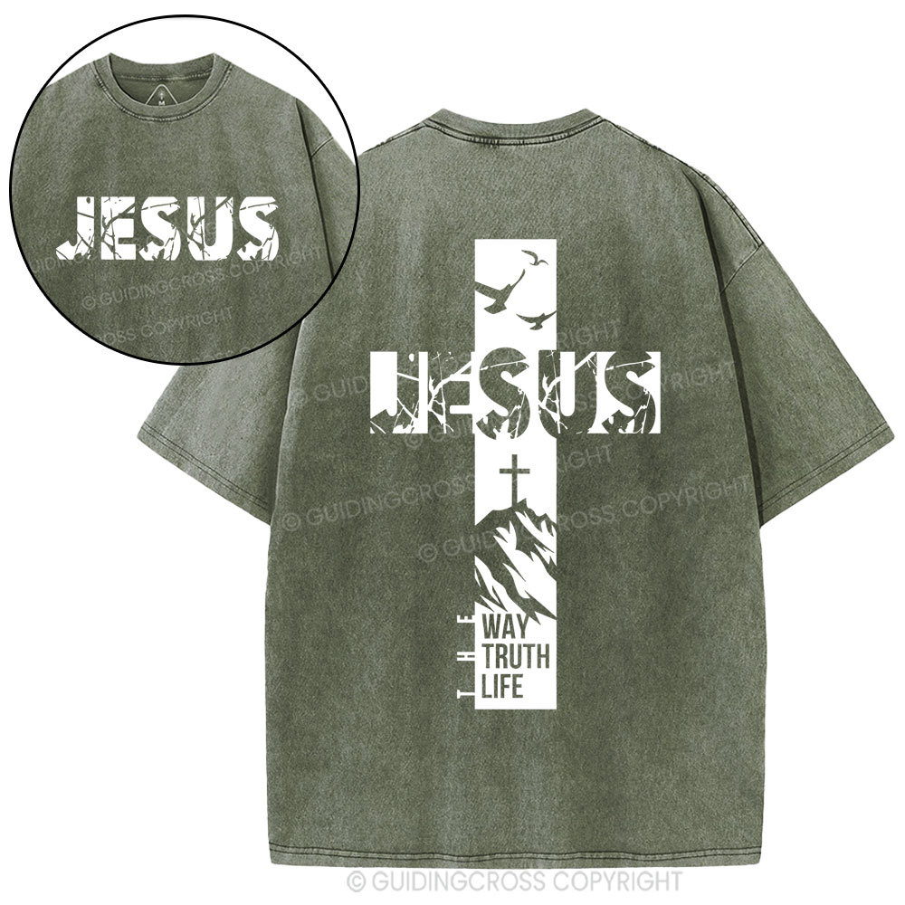 Jesus The Way The Truth And The Life Christian Washed T-Shirt Sale - GuidingCross
