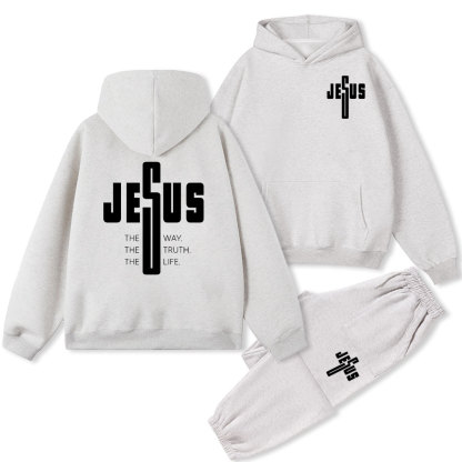 Jesus The Way The Truth Christian Fleece Hoodie Set