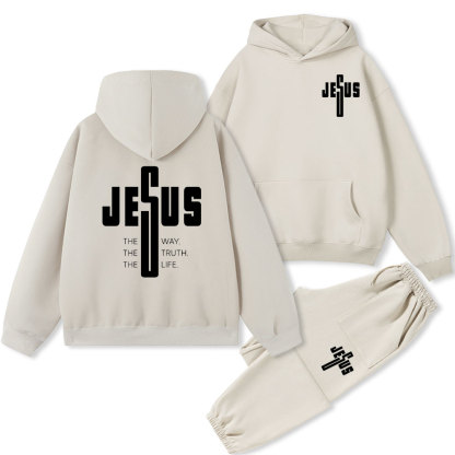 Jesus The Way The Truth Christian Fleece Hoodie Set