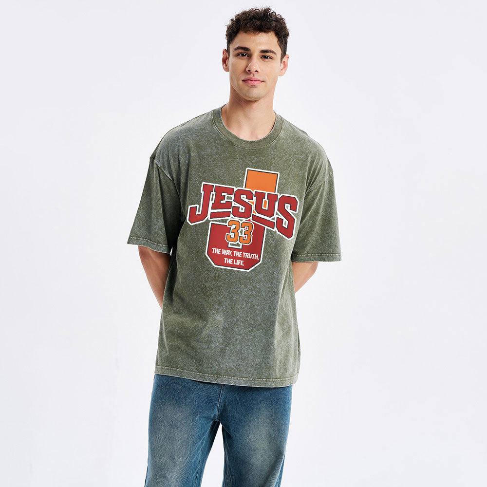 Jesus The Way The Truth Christian Washed T-Shirt