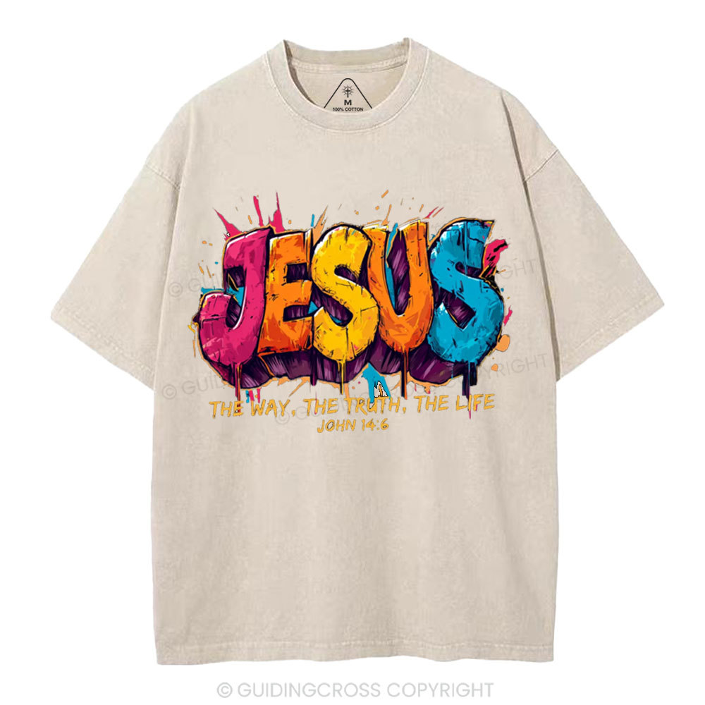 Jesus The Way The Truth The Life Christian Washed T-Shirt