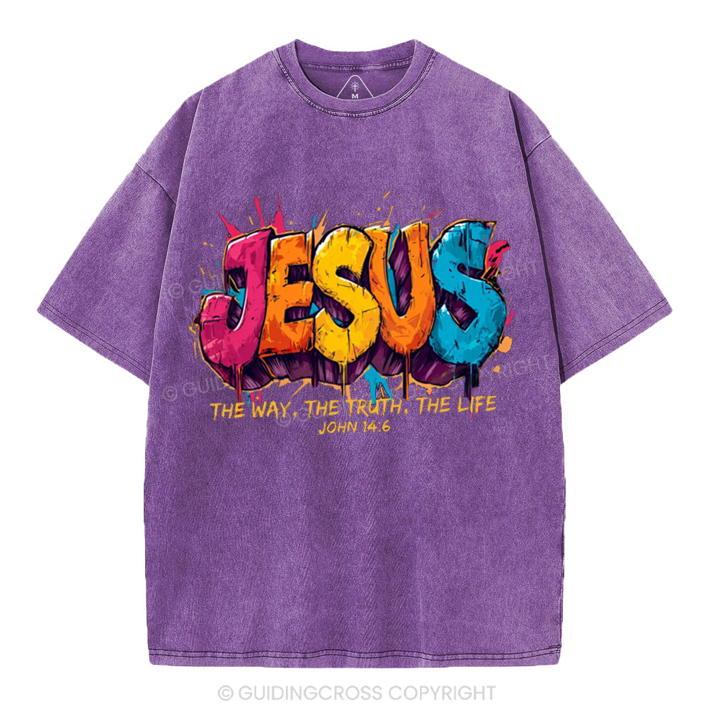 Jesus The Way The Truth The Life Christian Washed T-Shirt