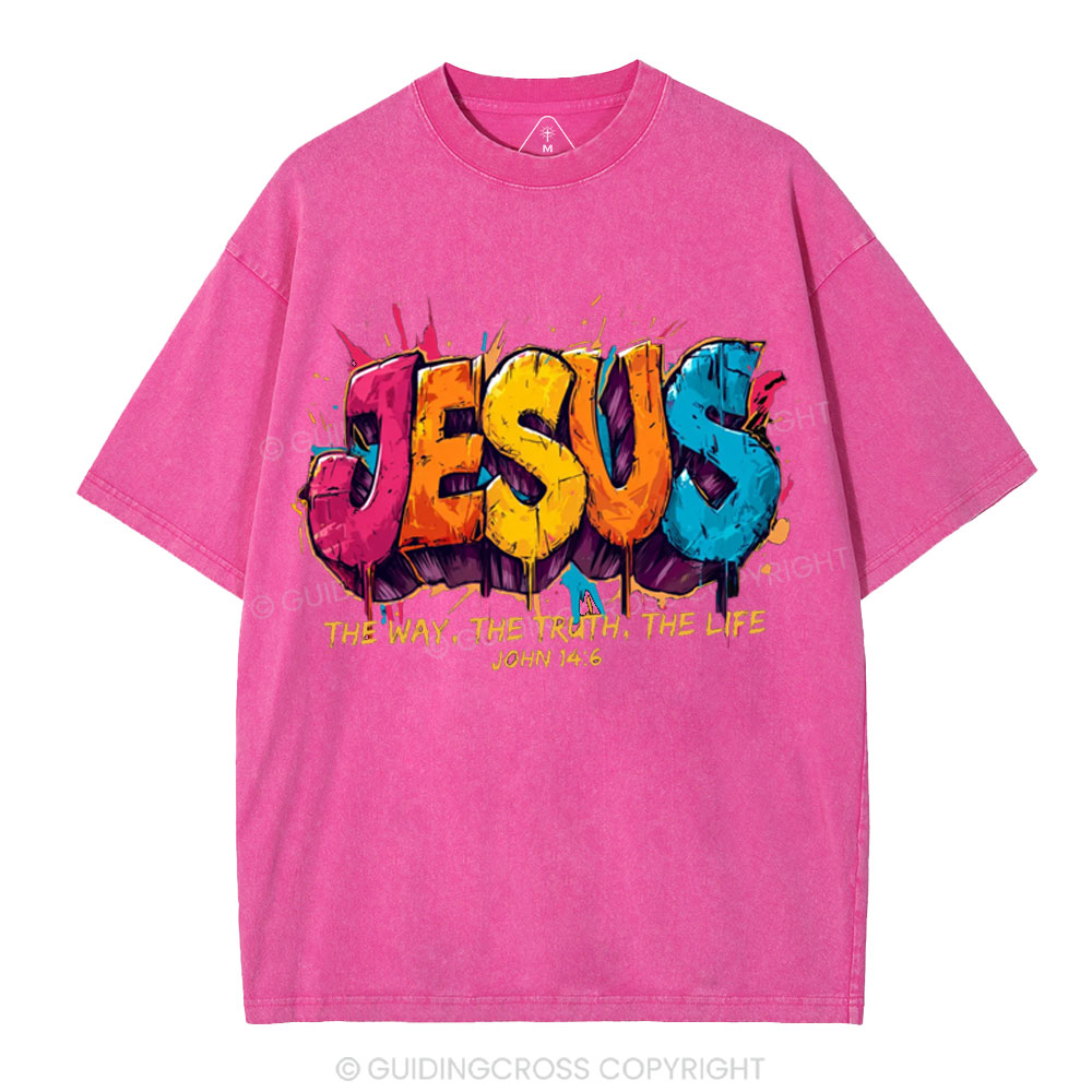 Jesus The Way The Truth The Life Christian Washed T-Shirt