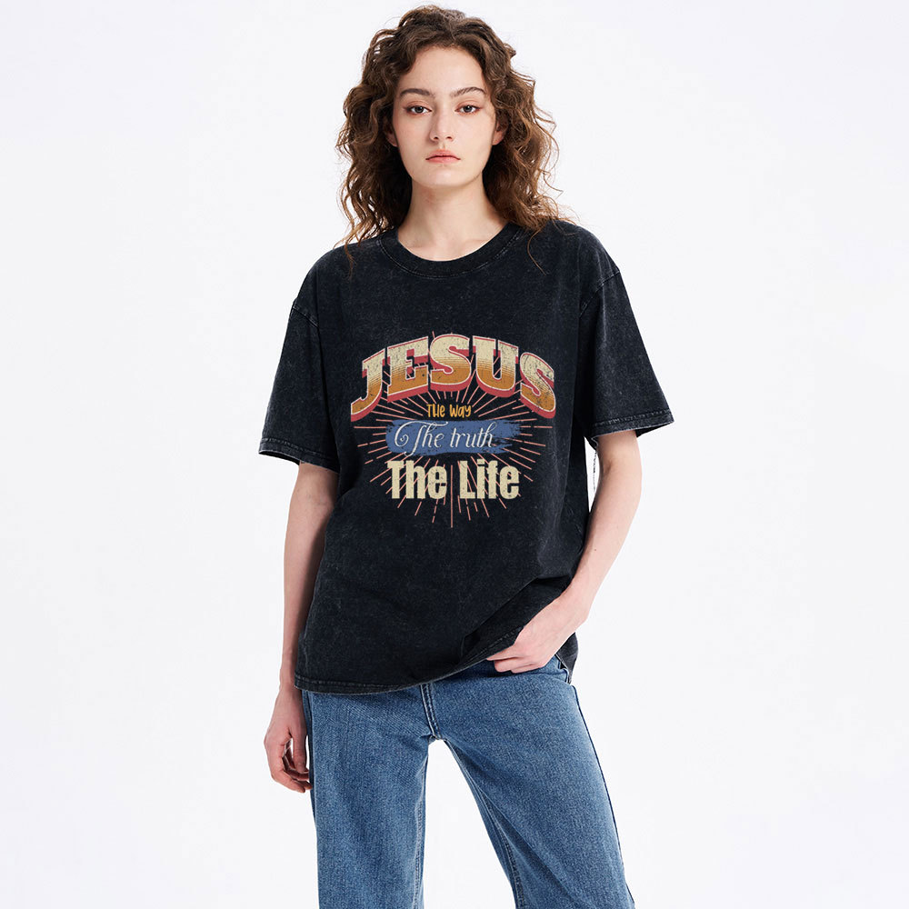 Jesus The Way The Truth The Life Christian Washed T-Shirt