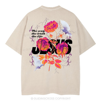Jesus The Way The Truth The Life Christian Washed T-Shirt