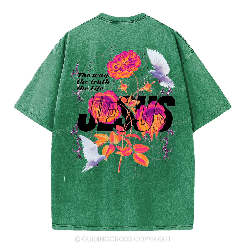 Jesus The Way The Truth The Life Christian Washed T-Shirt