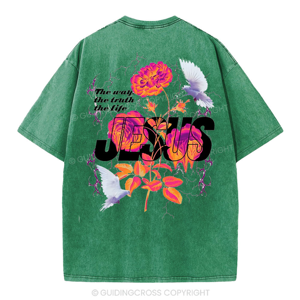 Jesus The Way The Truth The Life Christian Washed T-Shirt
