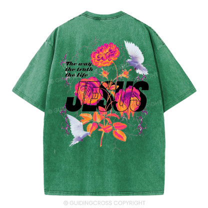 Jesus The Way The Truth The Life Christian Washed T-Shirt