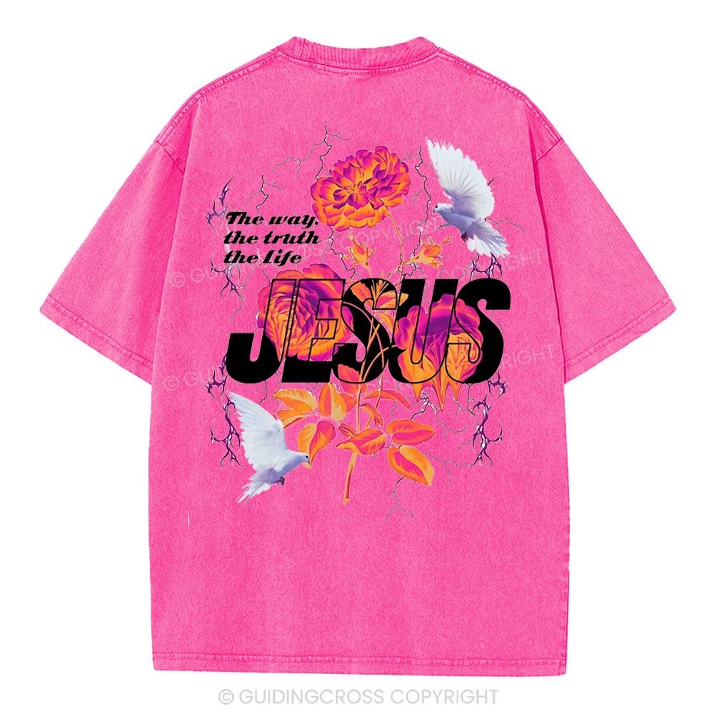 Jesus The Way The Truth The Life Christian Washed T-Shirt