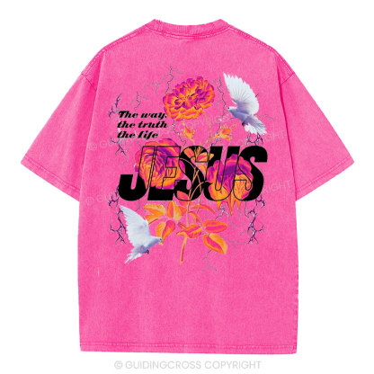 Jesus The Way The Truth The Life Christian Washed T-Shirt