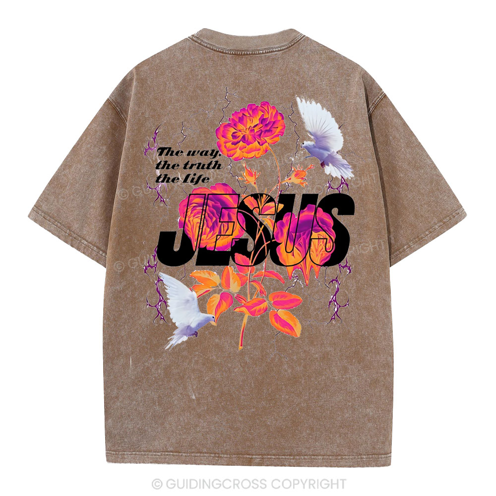 Jesus The Way The Truth The Life Christian Washed T-Shirt