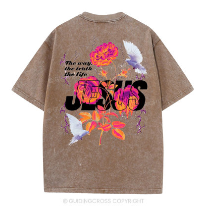 Jesus The Way The Truth The Life Christian Washed T-Shirt