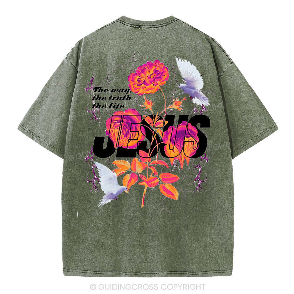 Jesus The Way The Truth The Life Christian Washed T-Shirt