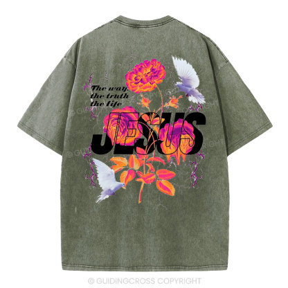 Jesus The Way The Truth The Life Christian Washed T-Shirt