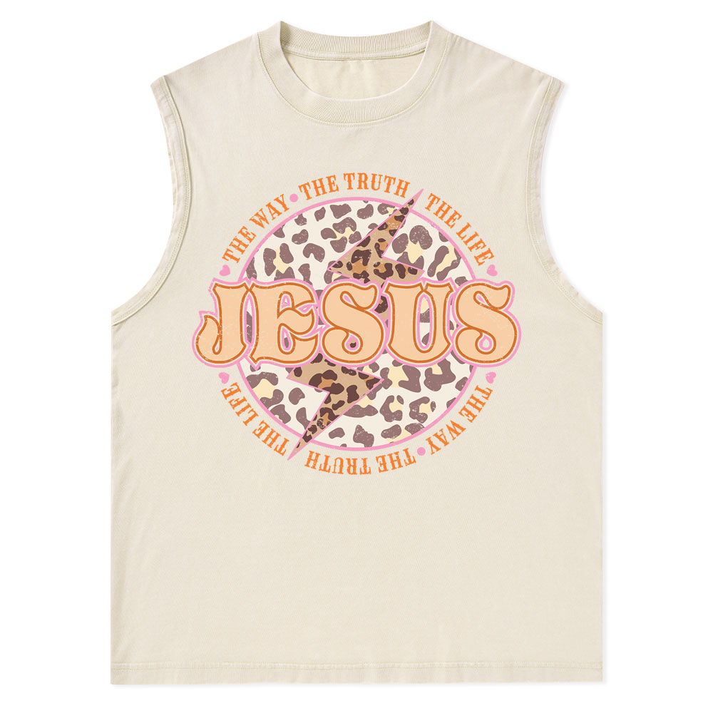Jesus The Way The Truth The Life Christian Washed Tank Top