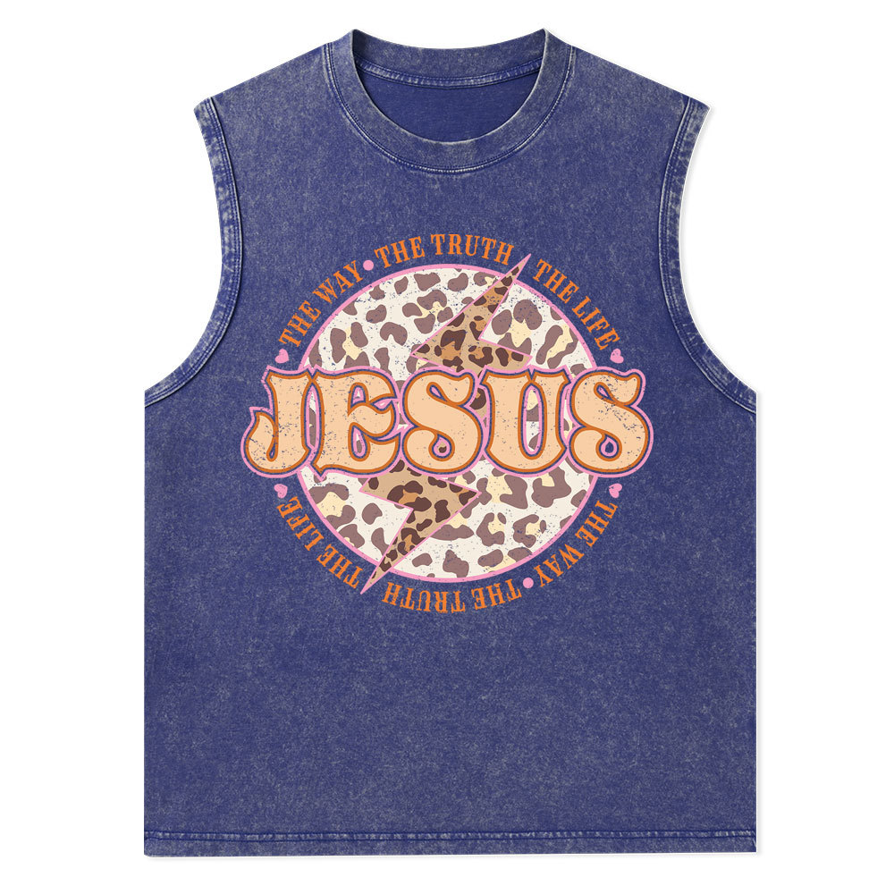 Jesus The Way The Truth The Life Christian Washed Tank Top