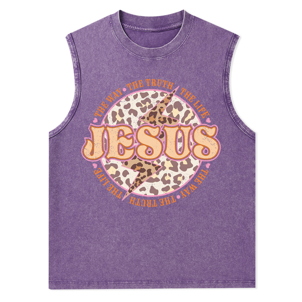 Jesus The Way The Truth The Life Christian Washed Tank Top
