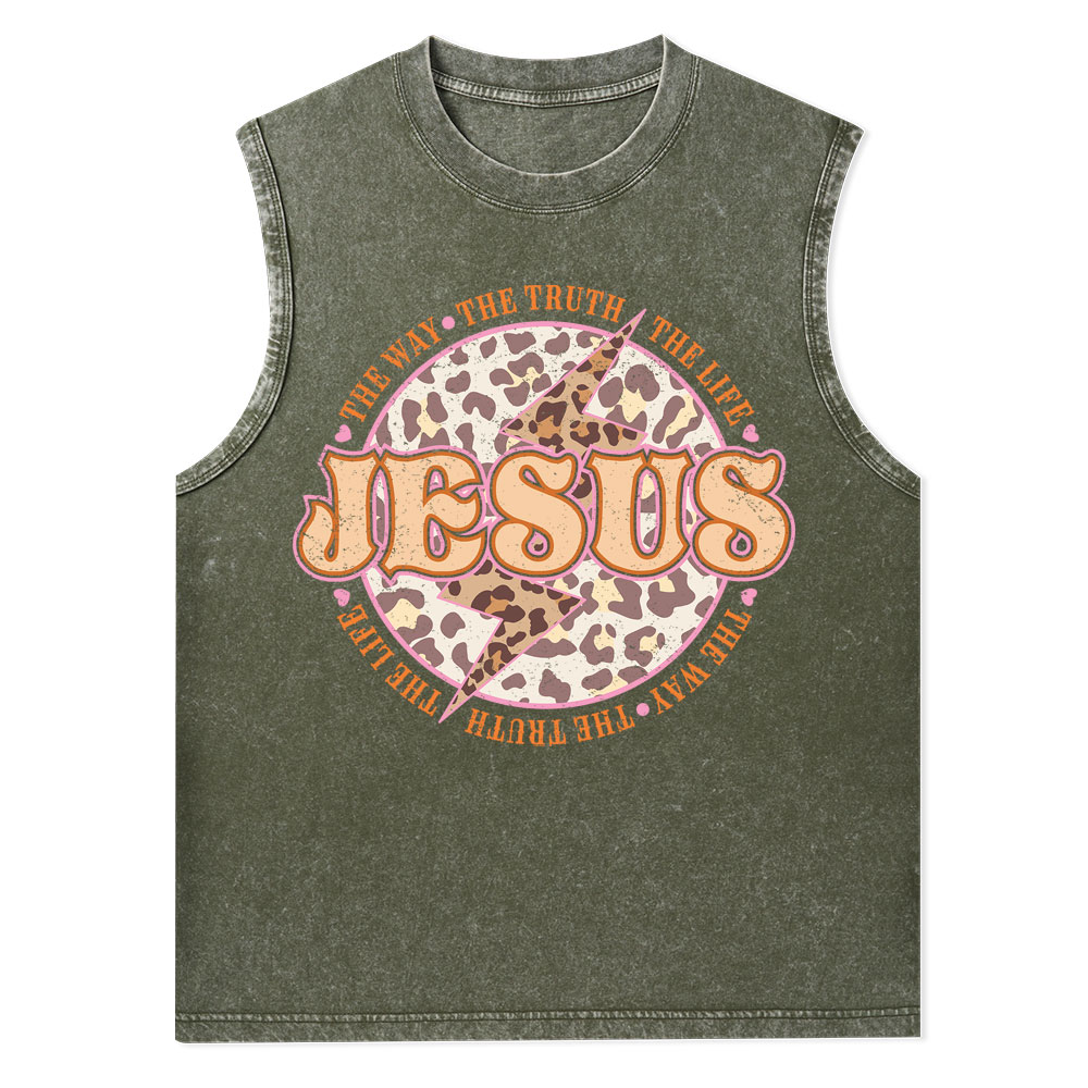 Jesus The Way The Truth The Life Christian Washed Tank Top