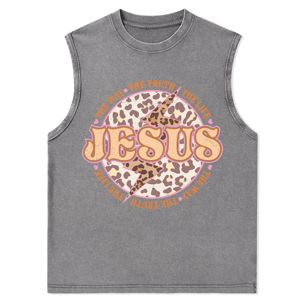 Jesus The Way The Truth The Life Christian Washed Tank Top