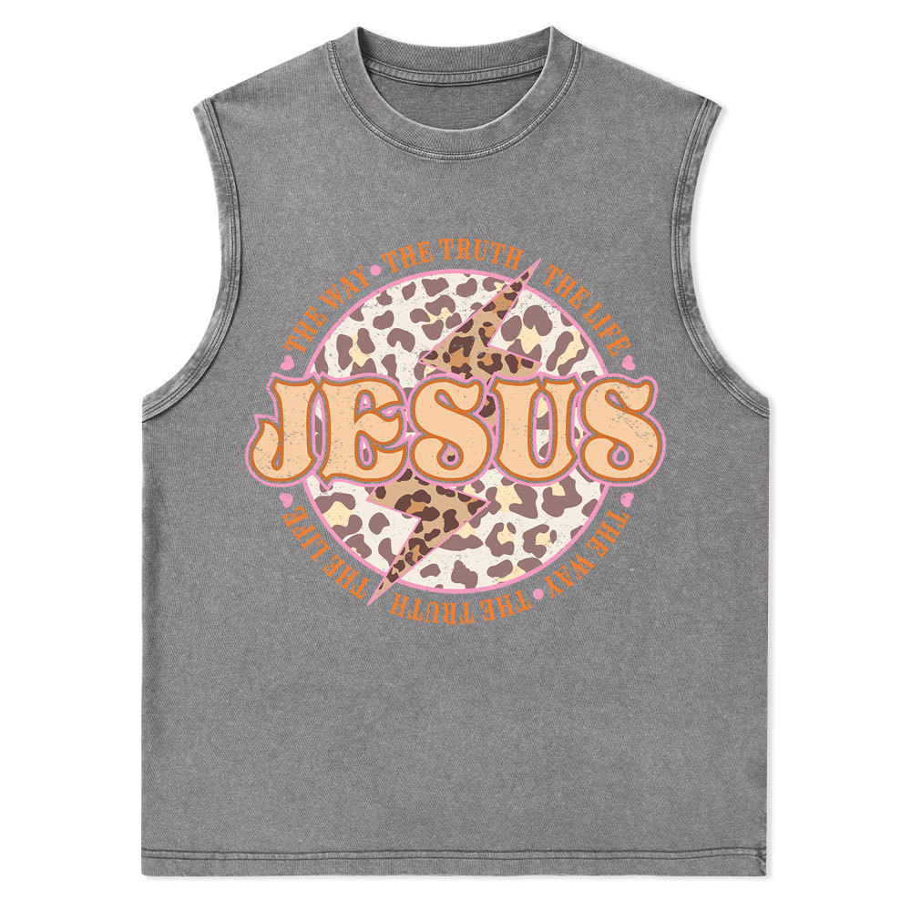 Jesus The Way The Truth The Life Christian Washed Tank Top