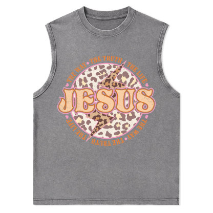 Jesus The Way The Truth The Life Christian Washed Tank Top