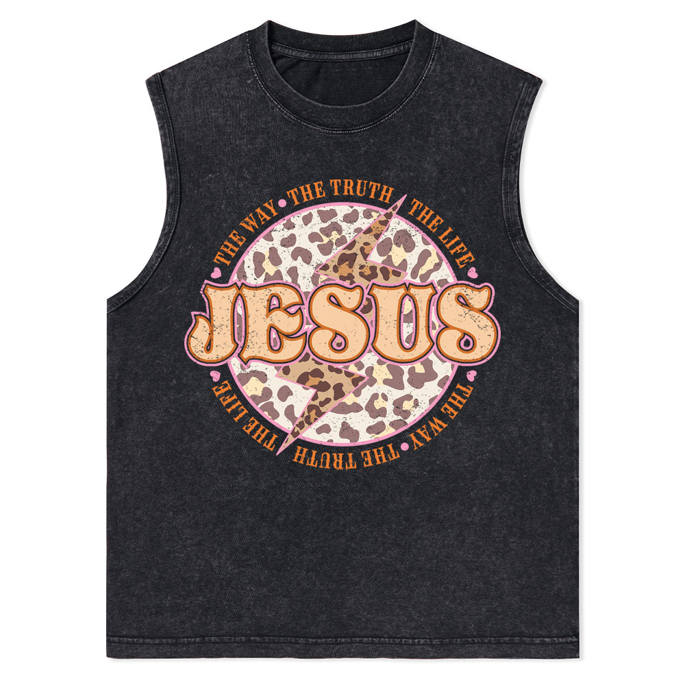 Jesus The Way The Truth The Life Christian Washed Tank Top