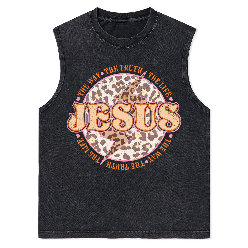 Jesus The Way The Truth The Life Christian Washed Tank Top