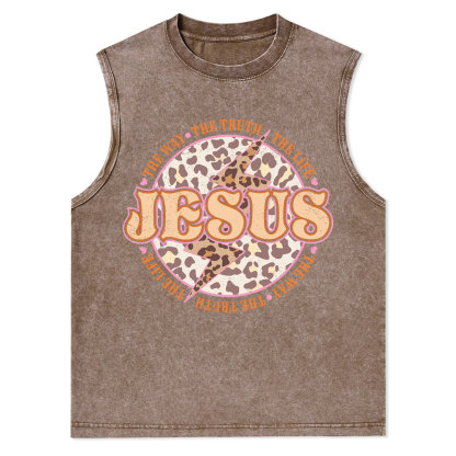 Jesus The Way The Truth The Life Christian Washed Tank Top
