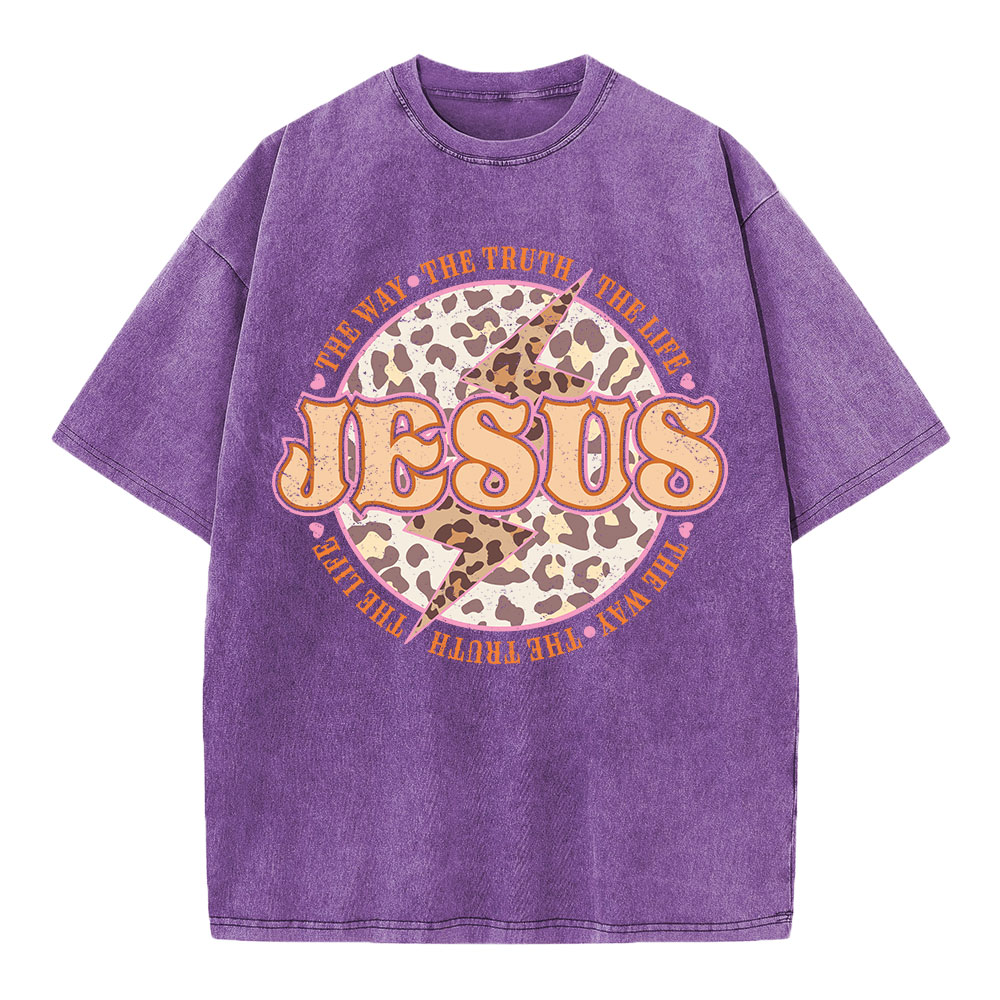 Jesus The Way The Truth The Life Chrsitian Washed T-Shirt
