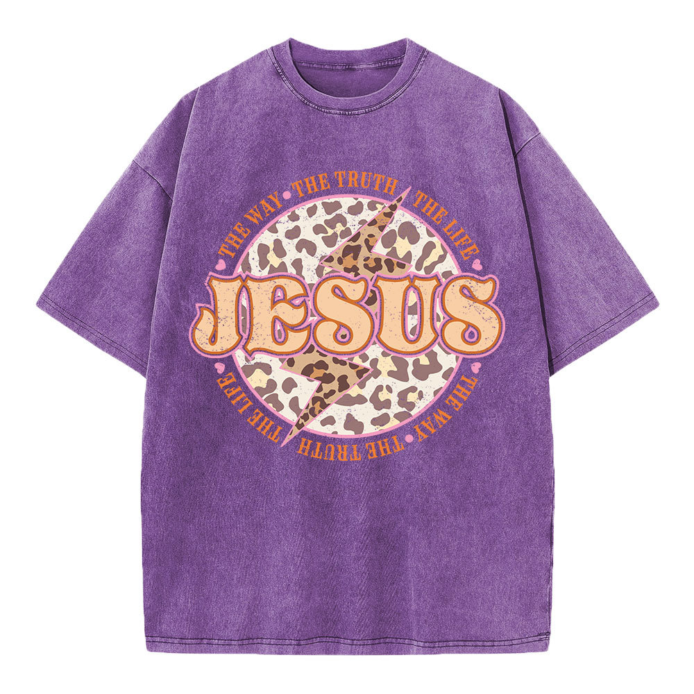 Jesus The Way The Truth The Life Chrsitian Washed T-Shirt
