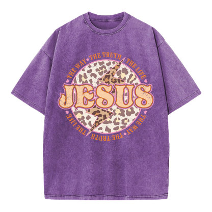 Jesus The Way The Truth The Life Chrsitian Washed T-Shirt