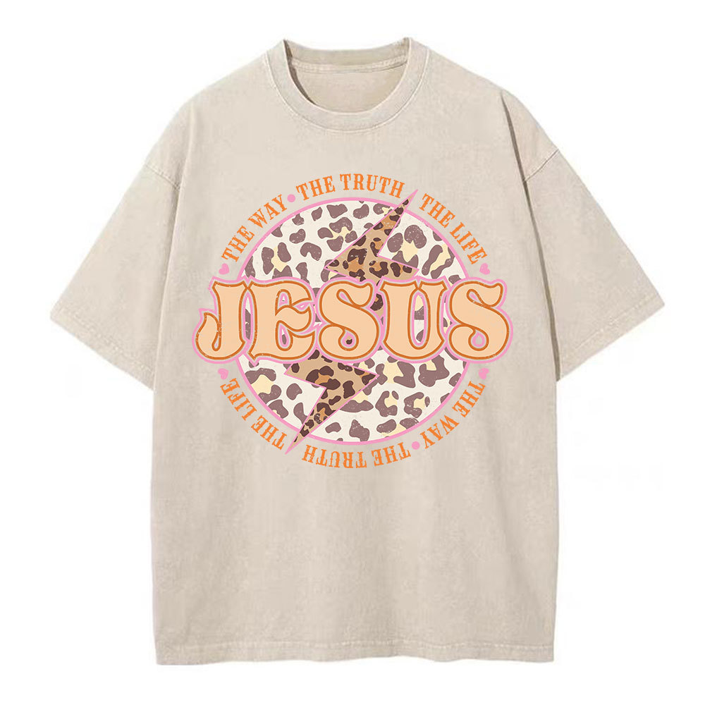 Jesus The Way The Truth The Life Chrsitian Washed T-Shirt