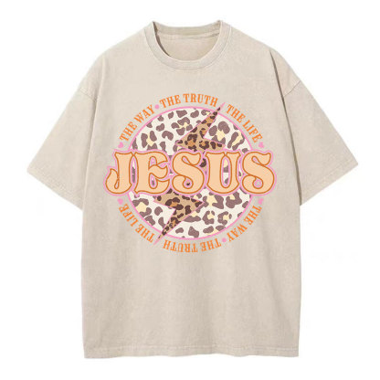 Jesus The Way The Truth The Life Chrsitian Washed T-Shirt